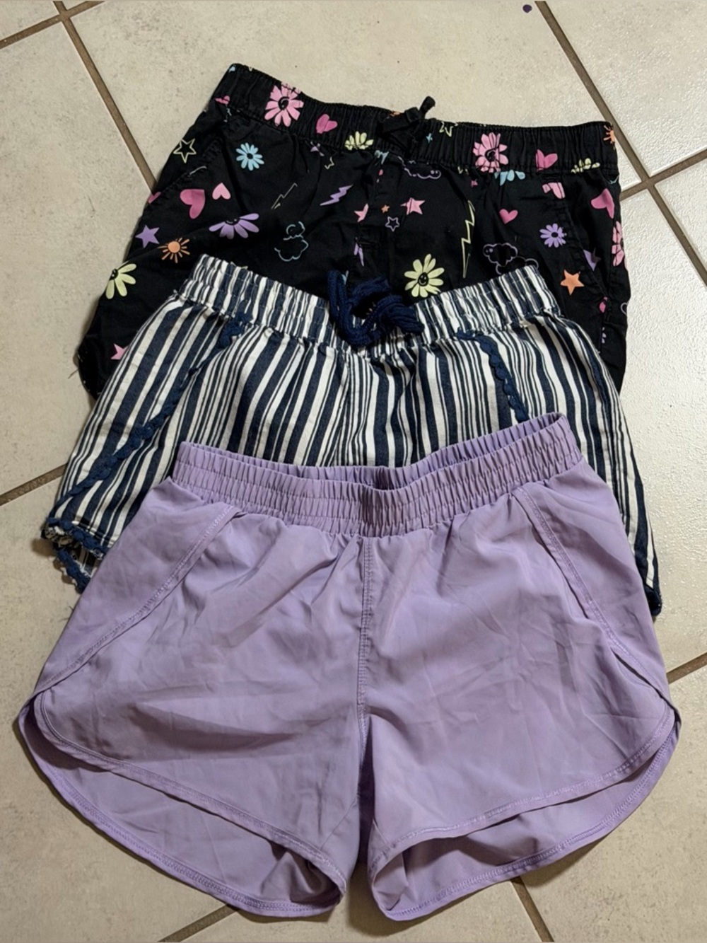 All in Motion, Children’s Place Kids Shorts Black/Floral/Stripe Casual Summer L